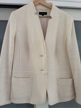 Talbots Cream Bouclé Collarless Blazer